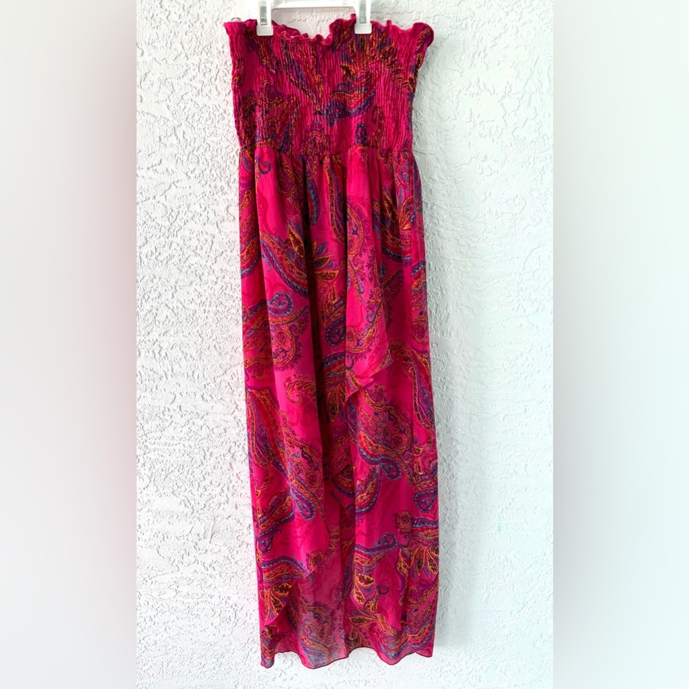 Summer Ready! Tropical strapless maxi dress/ beach coverup